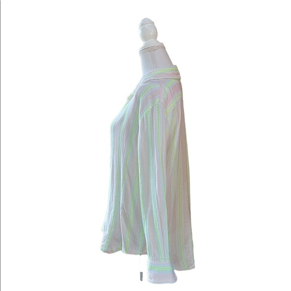 LEMLEM WOMENS LONG SLEEVE STRIPED BLUSH/YELLOW BLOUSE ESTIMATED SIZE LARGE - Picture 2 of 10